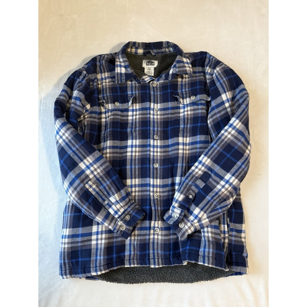 Old Mill Blue Plaid Sherpa Lined Shirt Button Jacket Flannel Coat Men Sz XL